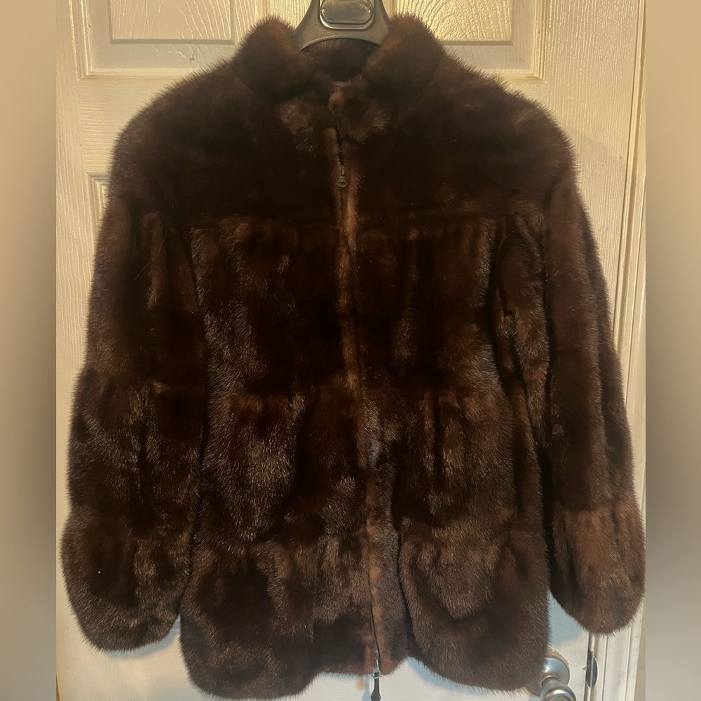 Ladies Sensational Sectional Brown Mink Jacket